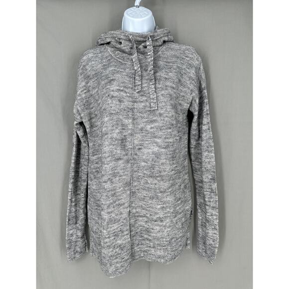 GAP Hoodie Sweater Womens Small Gray Tunic Knit Cotton Cozy Casual Drawstring - Picture 1 of 6